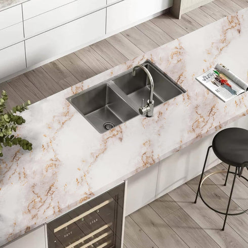 practicalWs Marble Contact Paper for Countertops Waterproof, 15.7in×118.1in Marble Wallpaper Peel and Stick, Self Adhesive Removable Vinyl Film Wa...
