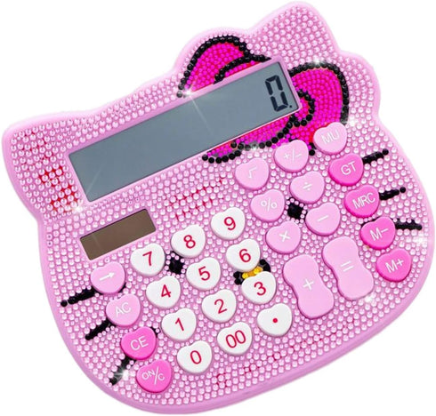 Hello Kitty Calculator, Xinyu Lighting Creative and Cute Solar Calculator, 12-Digit LCD Display, Suitable for Adults and Children, Solar and Batte...