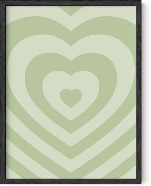 HAUS AND HUES Sage Green Wall Decor – Aesthetic Heart Posters, Cute Teen Room Art, Dark Green Wall Prints for Bedroom or Dorm (Unframed, 12" x 16"...