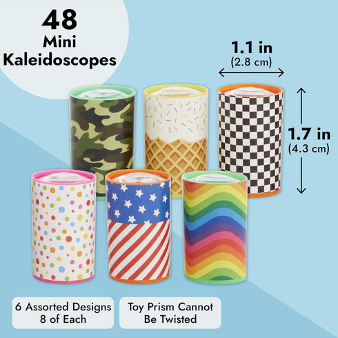 BLUE PANDA 48 Mini Kaleidoscope Style Prism Toys for Kids - Bulk Birthday Party Favors, Vintage-Style Retro Tubes (6 Designs, 1.7x1.1 in)...