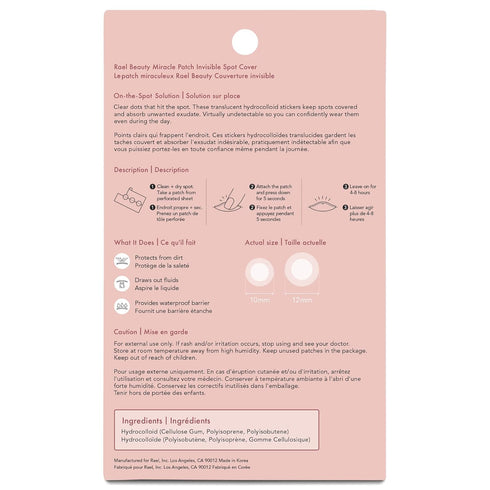 Rael Pimple Patches Miracle Invisible Spot Cover - Hydrocolloid Acne for Face, Blemishes and Zits Absorbing Patch, Breakouts Treatment Skin Care, ...