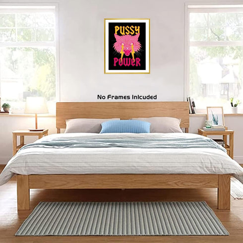Aesthetic Poster Preppy Room Decor, Cat Canvas Wall Art, Female Power Art Painting, Lightning Art Print for Teen Girls Bedroom College Dorm Room D...