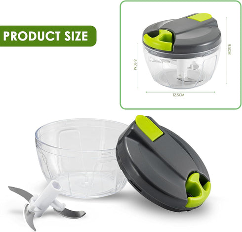 Multi-Function Manual Food Chopper & Processors with Handle and Cover,Vegetable Chopper Shredder,Garlic Press,Suitable for Onions Garlic Peppers C...