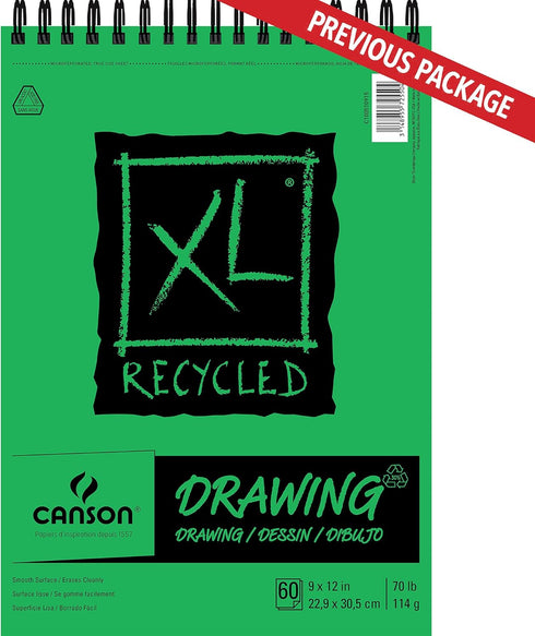 Canson XL Series Recycled Drawing Paper Pad, Top Wire Bound, 70 Pound, 9 x 12 Inch, 60 Sheets...