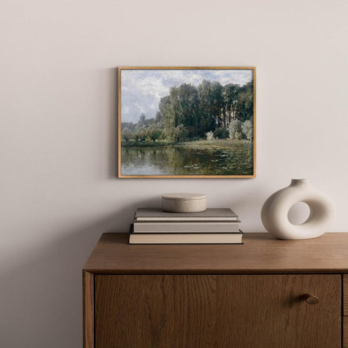 Rustic Forest Pictures Retro River Artwork Vintage Wilderness Wall Art Nature Scenery Paintings Vintage Landscape Framed Pictures Farmhouse River ...