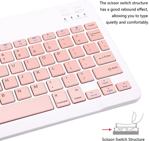 Ultra-Slim Bluetooth Keyboard Portable Mini Wireless Keyboard Rechargeable for Apple iPad iPhone Samsung Tablet Phone Smartphone iOS Android Windo...