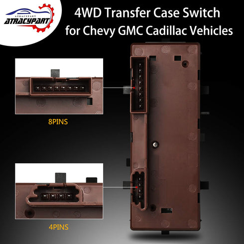 4x4 Switch 4WD Wheel Drive Switch for | 2003-2007 Chevy Silverado Suburban Avalanche Tahoe, GMC Sierra Yukon, Cadillac Escalade | Replaces OE# 192...