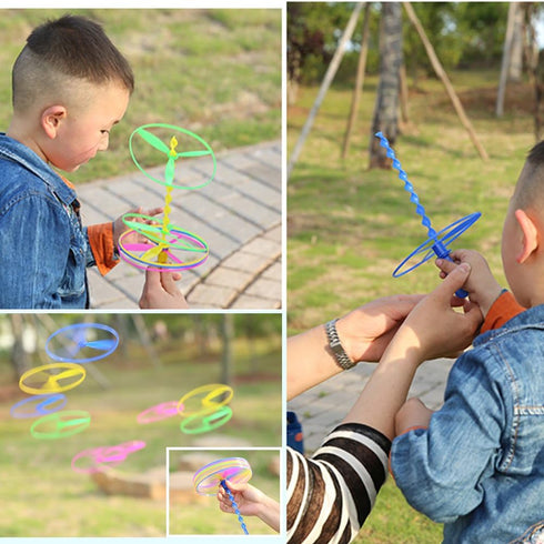 POPLAY 40 Sets Outdoor Toys Flying Discs, Twist Disc Flyer Saucers with Launchers for Party Favors and Prizes...
