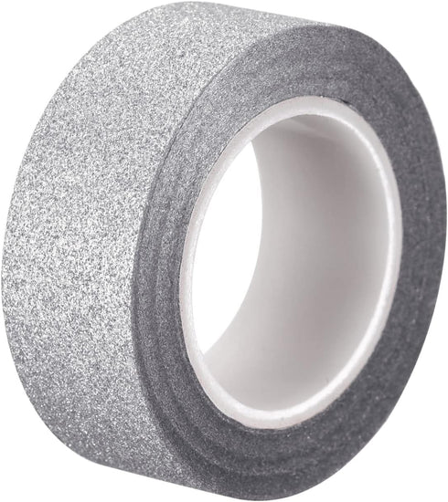 MECCANIXITY 0.6inch x 32.8ft Glitter Tape, Decorative Craft Tape Self Adhesive Stick 1.5cmx10m Silver Tone for Scrapbook, DIY Arts, Gift Wrapping...