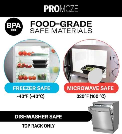50-Pack Reusable Meal Prep Containers Microwave Safe Food Storage Containers with Lids, 12 OZ - 1 Compartment Take Out Disposable Plastic Bento Lu...