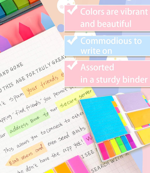 Sticky Notes Set, Sticky Notes Tabs, 410 Pack, Colored Divider Sticky Notes Pads, School Supplies, Office Supplies, Planner Sticky Notes, Sticky N...