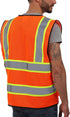 Reflective Mesh Vest High Visibility Two Tone with Pockets and Zipper, ANSI Class 2 Compliant, Orange Mesh with Yellow Trim S...