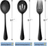 Homikit Stainless Steel 2 Black Serving Spoons, 2 Black Slotted Serving Spoons, 2 Black Serving Forks, Metal Buffet Party Banquet Restaurant Cater...
