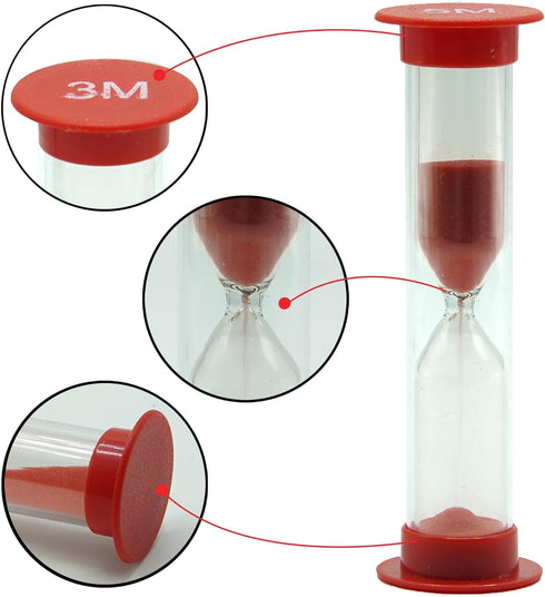 Sand Timer for Kids Set of 4 Small Colorful (Multi) Hour Glass Acrylic Covered Clock 1Min 2Min 3Min 5Min for Classroom, Home & Kids Room...