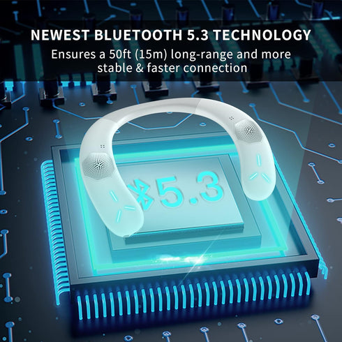 Neck Speaker, Wearable Bluetooth Speaker with Dynamic GRB & AUX Cable, True 3D Stero Sound Around The Waterproof Neckband Speaker, Built in MIC, P...