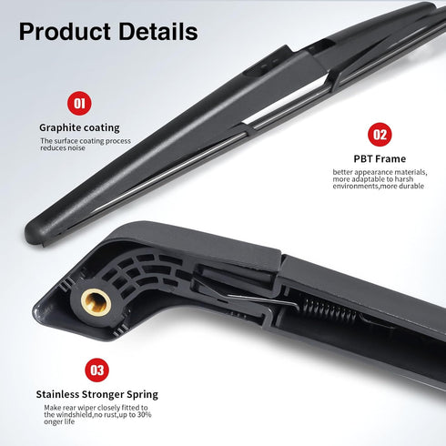 OTUAYAUTO Rear Wiper Arm Blade Set - Replacement for Volvo XC90 2003-2006 - OE: 8659502...