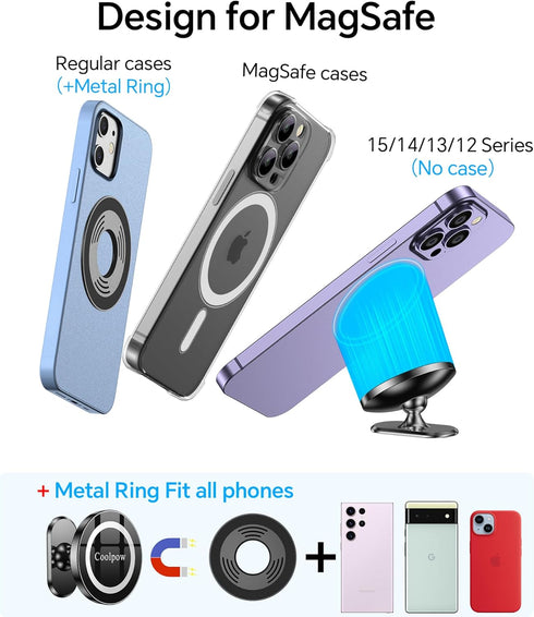 ?2-Pack?for iPhone MagSafe Car Mount?Stronger Magnets?Magnetic Phone Holder for Car Dash?All Metal ?MagSafe Accessories Fit iPhone 15, 14,13,12,Pr...