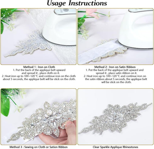 DUOBAO Rhinestone Pearl Bead Appliques Aqua Rhinestones Applique Bridal Accessories Crystal Trim Wedding Dress Sash Belt Headband DIY RA004 (23.5c...