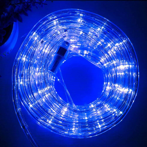 33ft LED Rope Lights, 110V 2 Wire Connectable Blue Rope Lights Outdoor, 240 LED Waterproof Blue Rope Christmas Lights for Deck, Patio, Pool, Campi...