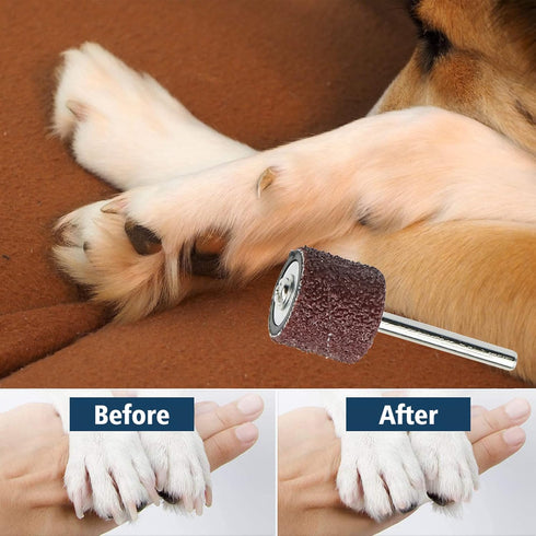 26 Pack Nail Grinder for Dogs Replacement Kit Sanding Drum Set Grit Sand Bands Shank Rotary Tool Kit Pet Nail Smoother Dog Claw Care (80#/120#)...