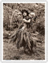 Hawaiian Hula Dancer Ipu (Gourd Drum) IV - Vintage B&W Photograph by Alan Houghton c.1960s - Master Art Print (Unframed) 9in x 12in...