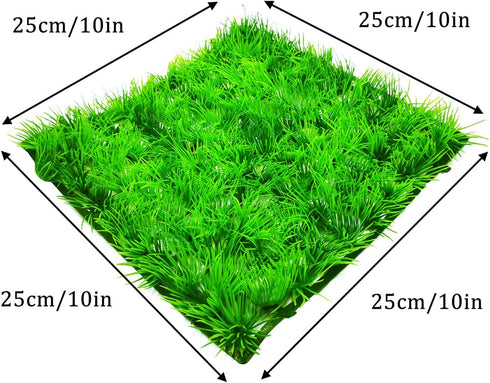 2pcs (10"X10") Artificial Aquarium Grass Mat Decorations Artificial Plastic Lawn Ornament Landscape Green Plants Decoration for Saltwater Freshwat...