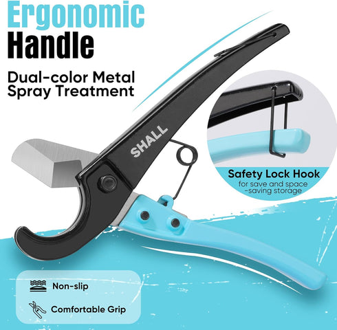 SHALL PEX Pipe Cutter, Cuts up to 1-3/8’’, Fast Tubing Cutter for PEX, Plastic Hoses, PVC, CPVC, PP-R, PE (Thin), etc., Aluminum Alloy Pipe Cuttin...