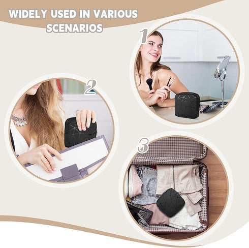 4.5" Mini Makeup Bag for Women, Small Black Cosmetics Bag for Purse, Portable Makeup Pouch with Zipper for Girls (Black, Small)...
