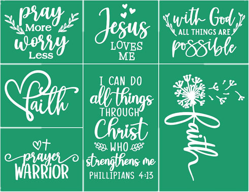 Christian Faith Adhesive Stencils Reusable Silk Screen Stencils Religious Bible Verses Jesus God Motivational Painting Stencils Mesh Transfers for...
