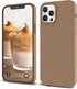 IceSword iPhone 12 Case and iPhone 12 Pro Case 6.1” (2020), Liquid Silicone Case Cover, Soft Microfiber Cloth, Matte Light Brown Beige Warm Tan,Ge...