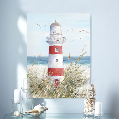 Beach Decor Lighthouse Wall Art: Seagull Decor Ocean Canvas Prints Sea birds Paintings Sailboats Pictures Teal Seascape Decorations for Home Livin...