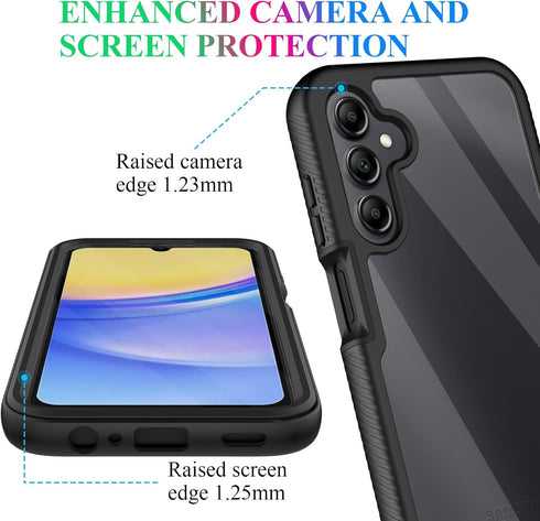 wahhle Samsung Galaxy A15 5G Case, Built in Screen Protector Full Body Shockproof Slim Fit Bumper Protective Phone Cover for Samsung A15 4G/5G Men...