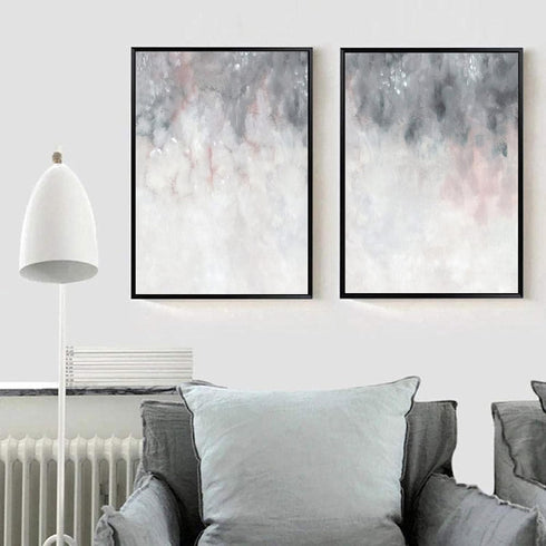 Gray White Abstract Art Blush Pink Canvas Painting for Bedroom Decor Gray Canvas Prints Abstract Gray Wall Art for Living Room Office Wall Decor A...