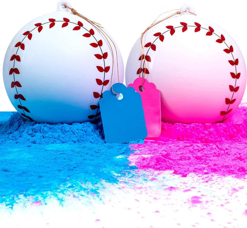 Winsharp Gender Reveal Baseball Set - 2 Balls - Pink and Blue Exploding Gender Reveal Ball with Powder, Baseball Or Bows Party Supplies Decoration...
