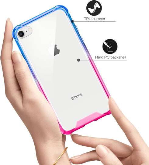 Salawat for iPhone SE 2020 Case, iPhone 7 Case, Clear iPhone 8 Case Cute Anti Scratch Slim Phone Case Cover TPU Bumper Hard PC Back Shockproof Pro...