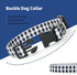 Mile High Life Dog Collar | Cute Puppy Collars | Lightweight Girl Dog Collar | Soft Boy Dog Collars | w Geometric Plaid Wave Line Pattern (Black/W...