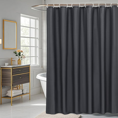 AooHome Fabric Shower Curtain 48 Width x 72 Height Inch, Solid Color Bath Curtain with Hooks for Hotel, Water Repellent, Dark Grey...