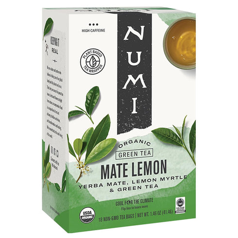 Numi Organic Tea Mate Lemon, 18 Count (Pack of 2), Yerba Mate Green Tea Blend (Packaging May Vary)...