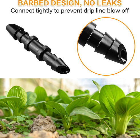 Drip Irrigation Coupling Fittings?120 Pieces Barbed Coupler Irrigation Parts with Sharp End Fits for 1/4 Inch Irrigation Tubing Drip Line Connecto...