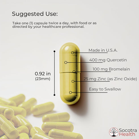 Quercetin Premium with Zinc and Bromelain - Immune System and Respiratory Health Support - Antioxidant Benefits - Non-GMO, Gluten-Free - 60 Vegan ...