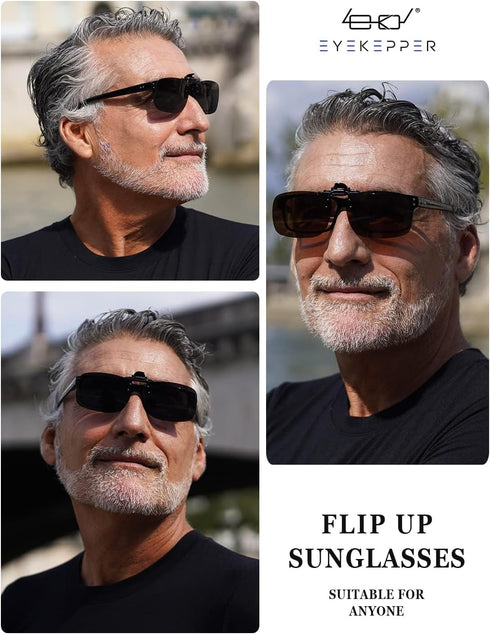 Eyekepper 4 Pack Flip-up Clip-On Sunglasses 59x39 MM Metal Wear Over Glasses...