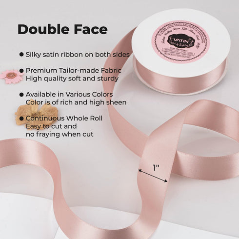 VATIN Double Face Antique Mauve Satin Ribbon 1" Continuous 25 Yards,Antique Mauve Polyester Fabric Ribbon use for Bows Bouquet, Gift Wrapping, Flo...