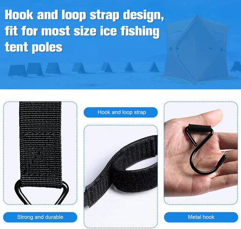 12Pcs Ice Fishing Shelter Coat Hooks, Heavy Duty Ice Fishing Shelters Hooks Accessory Hanger for Ice Fishing Tent, Outdoor Camping, Hunting Blinds...
