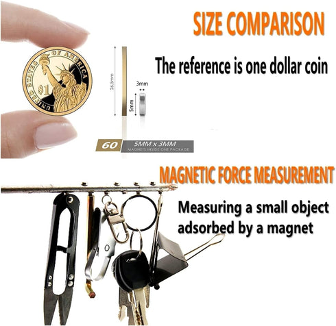 60pcs Small Magnets,Round for Refrigerator , Cylinder, Fridge , Office , Whiteboard , Durable Little Miniature Tiny Mini for Crafts...