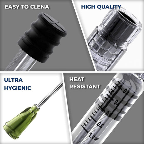 5 Pack Borosilicate Glass Luer Lock Syringe 1ml Capacity Reusable Glass Syringes - Use for Arts and Crafts, Thick Liquids, Oils, Vet, Glue, Lab, I...