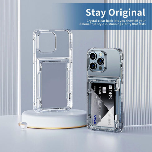 for iPhone 13 Pro Max Case Wallet Clear Protective Phone Case with Credit Card Holder Heavy Duty Protection Shockproof Anti-Scratch Anti-Yellow Co...