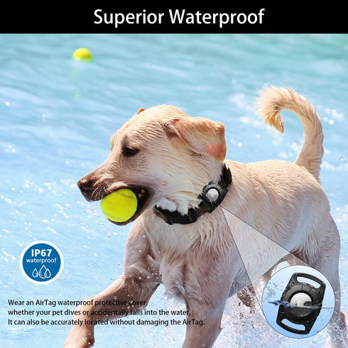 Waterproof Pet Airtag Dog Collar Holder Airtag Keyring, Anti-Lost Shock Resistant Air Tag Holder Hard TPU Airtag Dog Collar Case for Key,Backpack,...