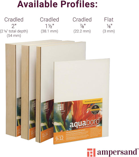 Ampersand Art Supply Watercolor Painting Panel: Museum Series Aquabord, 1/8 Inch Flat Profile, 8" x 10"...