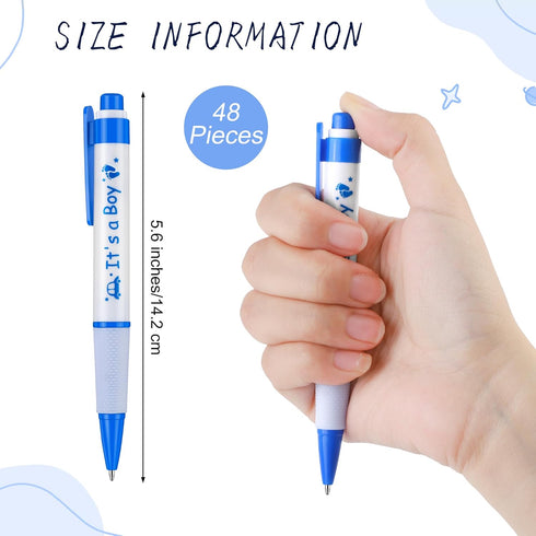 Aodaer 48 Pieces It's a Boy Baby Shower Ballpoint Pens Blue Retractable Gel Pen with Soft Grip Baby Shower Pens for Boy Comfortable Black Ink Pen ...