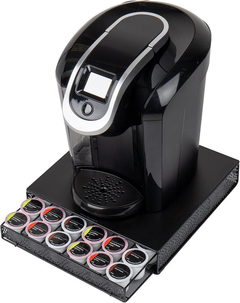Mind Reader Single Serve Coffee Pod Drawer, 36 Pod Capacity, Countertop Organizer, Metal, 12.75" L x 13" W x 3" H, Black...